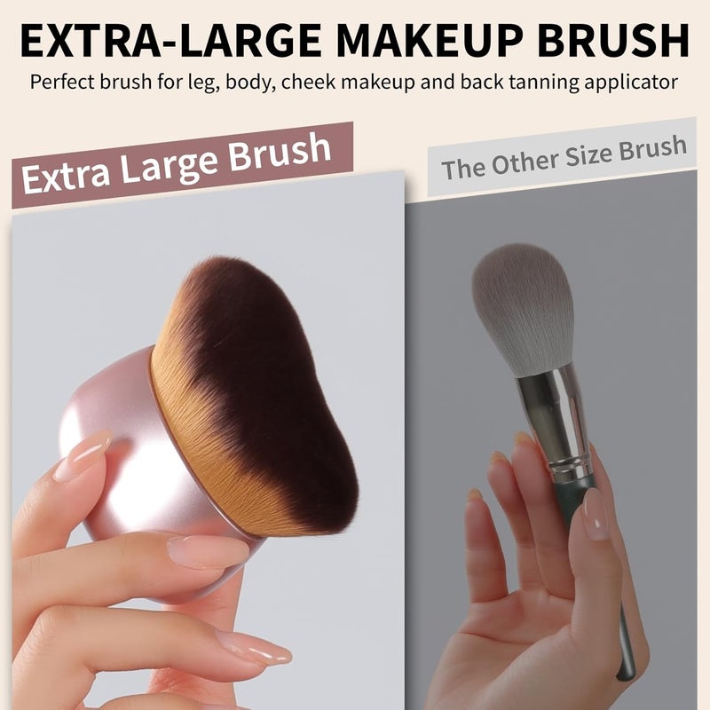 LIALTK Extra Large Makeup Brush & Self Tanning Brush For Self Tanner，For Foundation，Arms And Legs makeup&Bronzer Blend, Body Makeup,Face&Back Makeup - Easy Use, Wet/Dry Use (Black) - Image 4